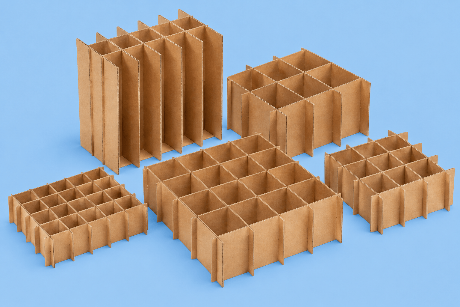 Five kraft dividers on pastel blue (1) Five kraft dividers on pastel blue (1)